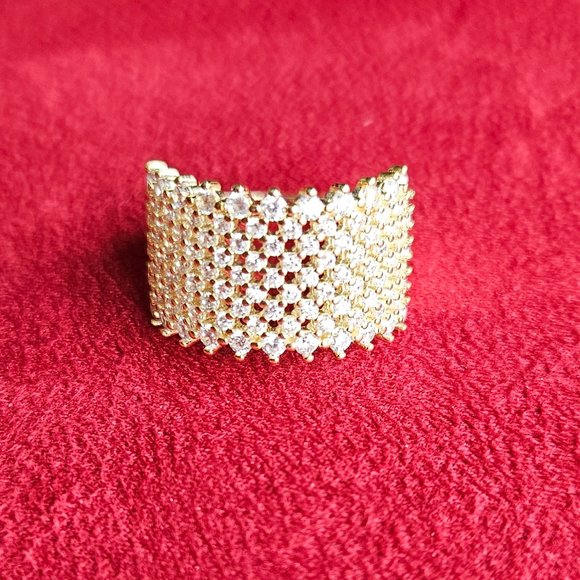 Savvy Cie 18K Gold Over Sterling Silver Band with Cubic Zirconia Stones - Picture 8 of 12